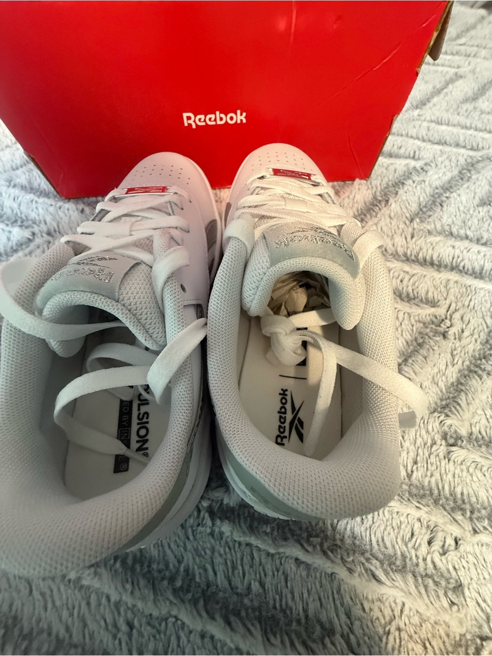 Reebok Kids White with Silver Accent Platform Sneakers - Picture 7 of 10